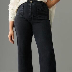 Pilcro Skipper Black Ankle Jeans Women 28 Wide Leg Stretch High‎ Rise Anthro
